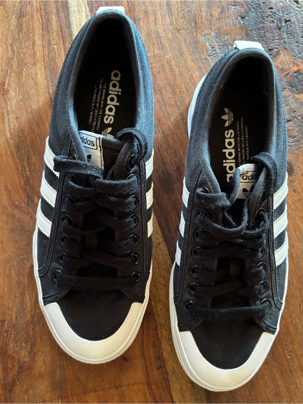 Adidas Black and White Nizza Platform Low-Top Sneakers